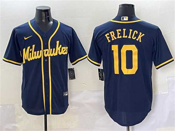 Men%27s Milwaukee Brewers #10 Sal Frelick Navy Cool Base Stitched Jersey->miami marlins->MLB Jersey